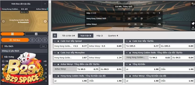 Cá cược bóng rổ tại sảnh thể thao B29